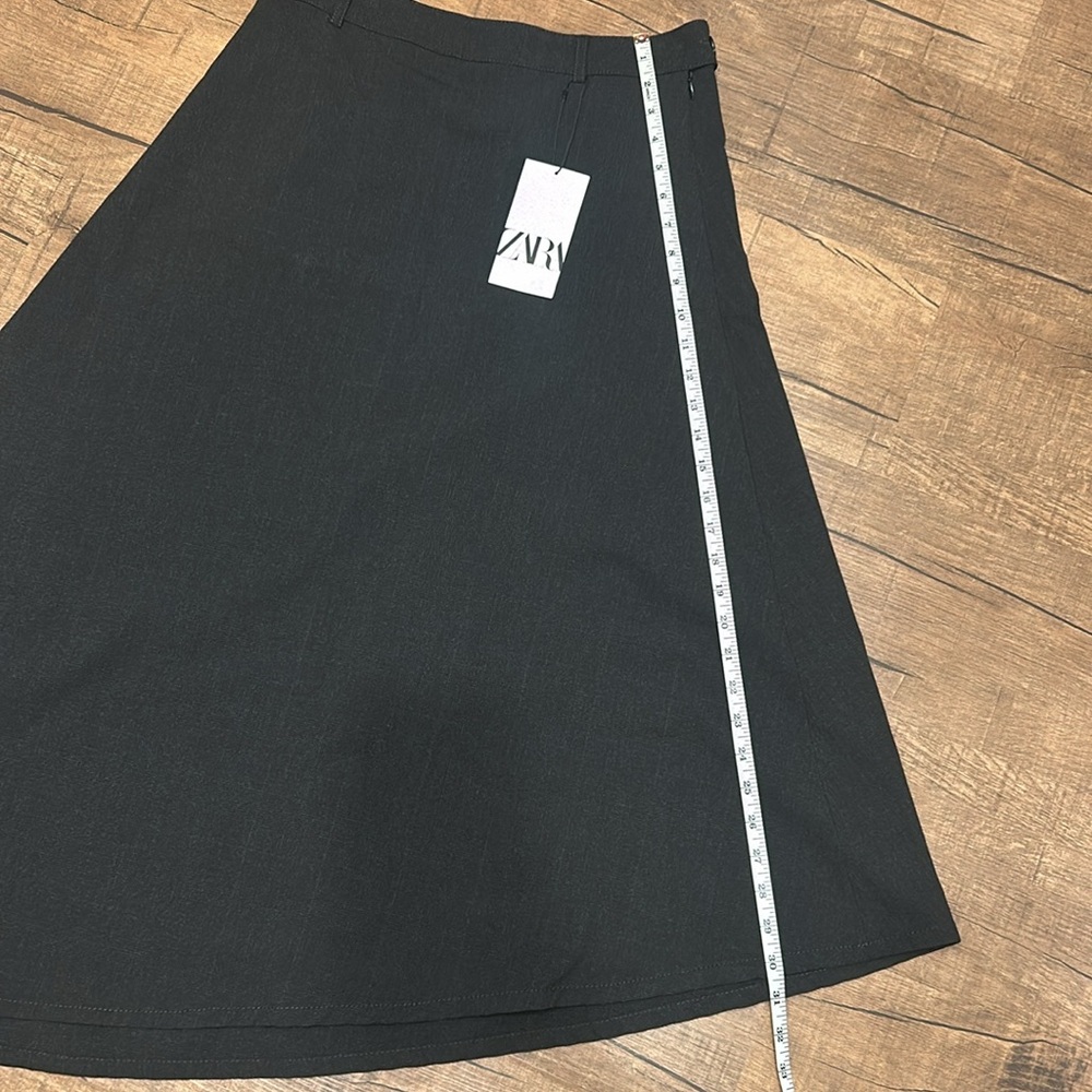 Zara Black Side High Low Midi Skirt Size M NEW - Picture 10 of 14
